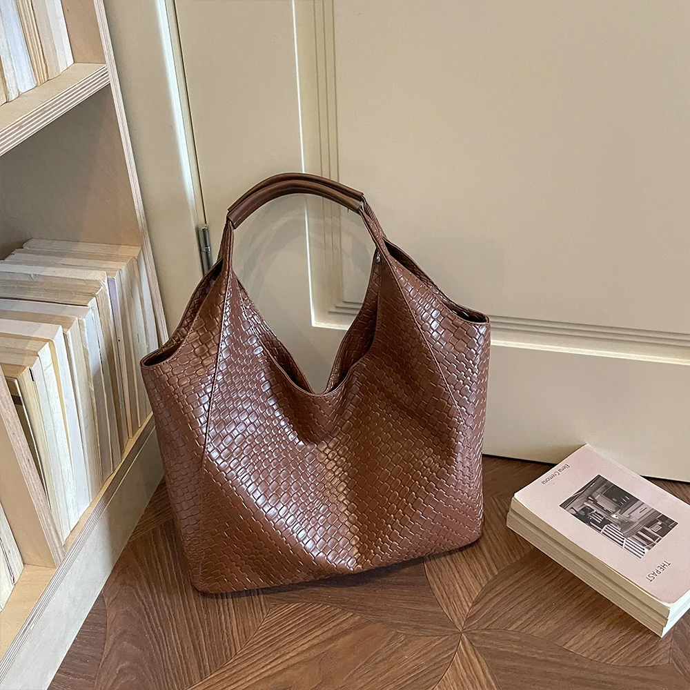 Hobo-Schultertasche, gewebte Textur, großes Fassungsvermögen, mit Magnetverschluss, elegant für den täglichen Arbeitsweg und zum Einkaufen in der Stadt – Detail 19