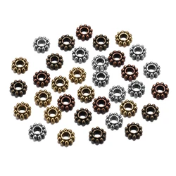 100Pcs Retro Flower Gear Charm Wheel Shapes Metal Bead Big Hole Loose Spacer Beads for DIY Bracelet Jewelry Making Accessories