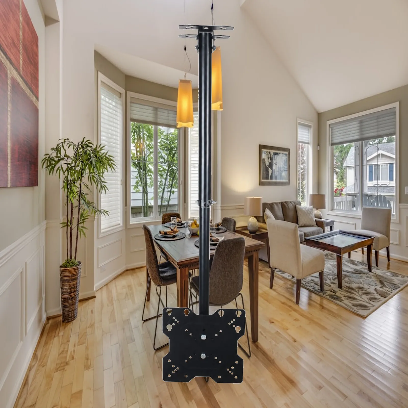 Heavy Duty Ceiling TV Mount Bracket for Flat Screen TV Adjustable Height 0.73 to 1.04m Swivel Tilt Overhead Support
