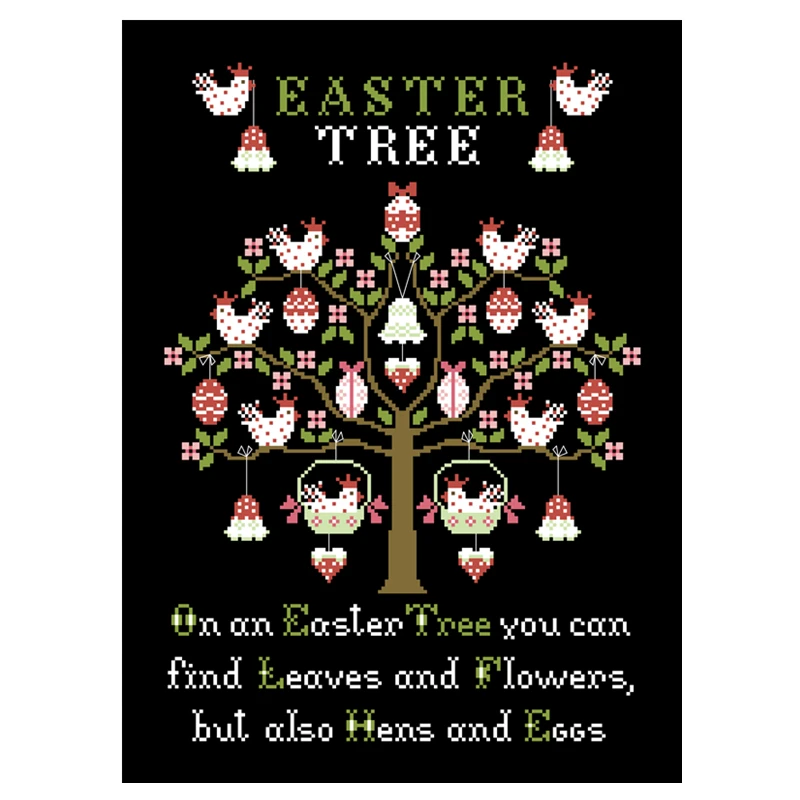 Easter tree cross stitch kit cotton thread 18ct 14ct 11ct black canvas stitching embroidery DIY