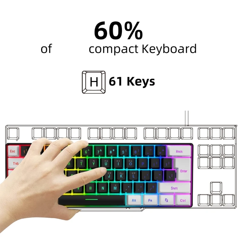 Teclado alambre tamaño completo con mouse, impresión y clara, unisex para uso doméstico