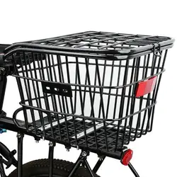 Bike Rear Basket With Rear Light Bicycle Rear Seat Storage Basket Metal Large Rear Cycle Rack Frame Cycle Rear Shelf For Cycling