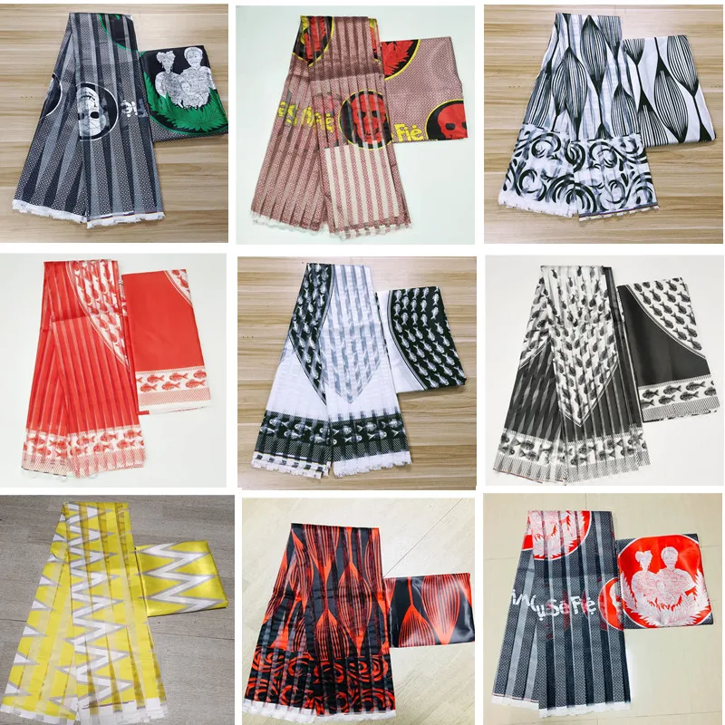 

Latest african wax pattern satin silk fabric for dress creative Digital print wax satin silk fabric 3+3 yards/lot ! L301208
