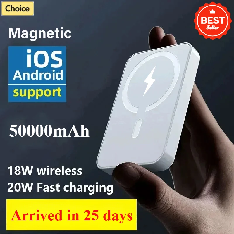 

New Portable 50000mAh Magnetic Wireless Power Bank External Battery Charger Fast charging for iPhone Xiaomi Samsung