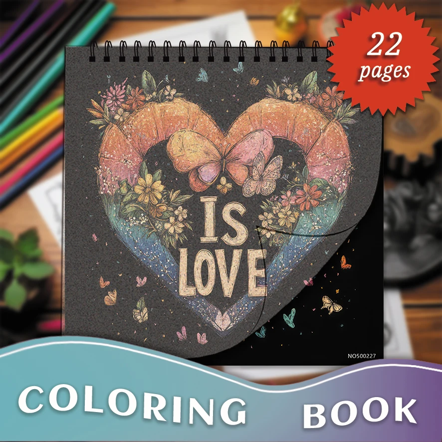 Romantic Love Flower Coloring Book 8.27 x 8.27 inches 22 Pages Ideal for Family Gifting and Stress Relief