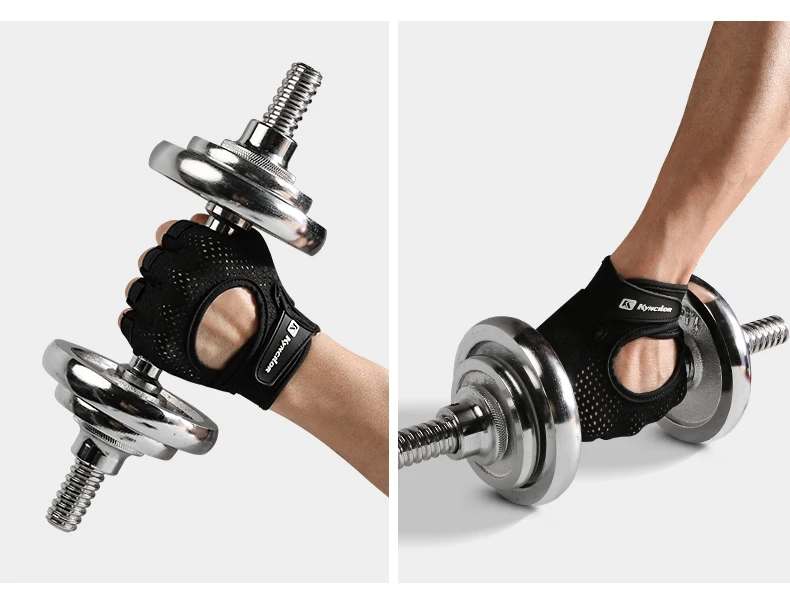 Sport Fitness Männer und Frauen Gewichtheben atmungsaktive rutschfeste Silikon Halbfinger-Fahrradhandschuhe – Detail 12