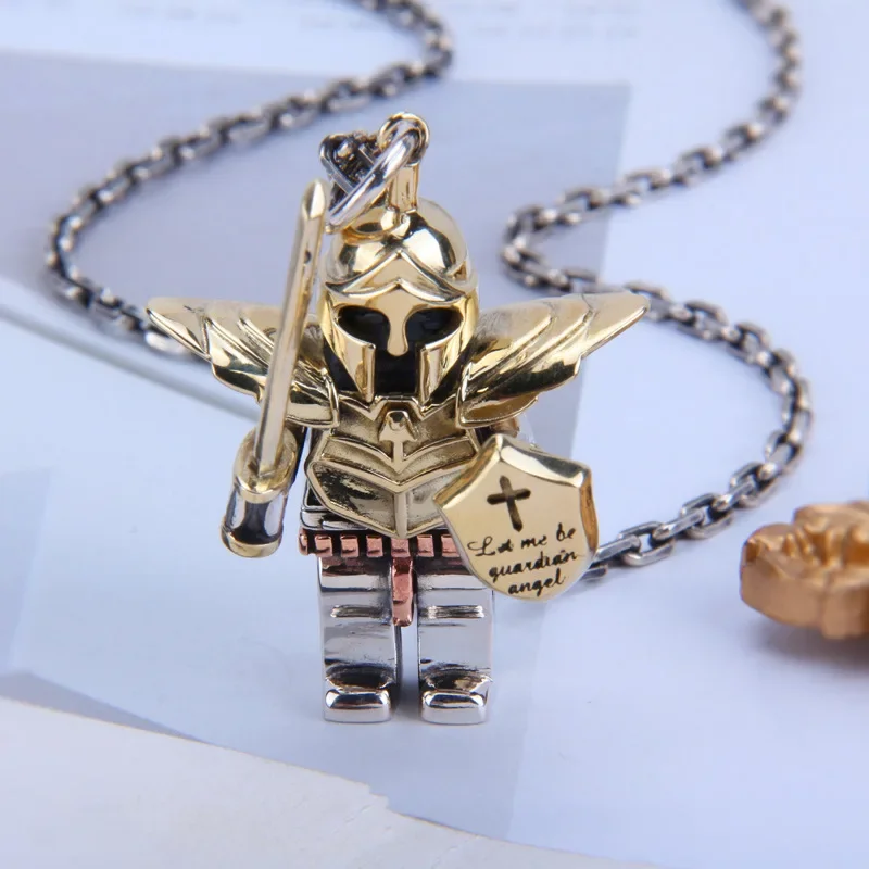 

Bestlybuy New 100% Solid S925 Sterling Silver National Hero Mighty Warrior Man Keychain Pendant