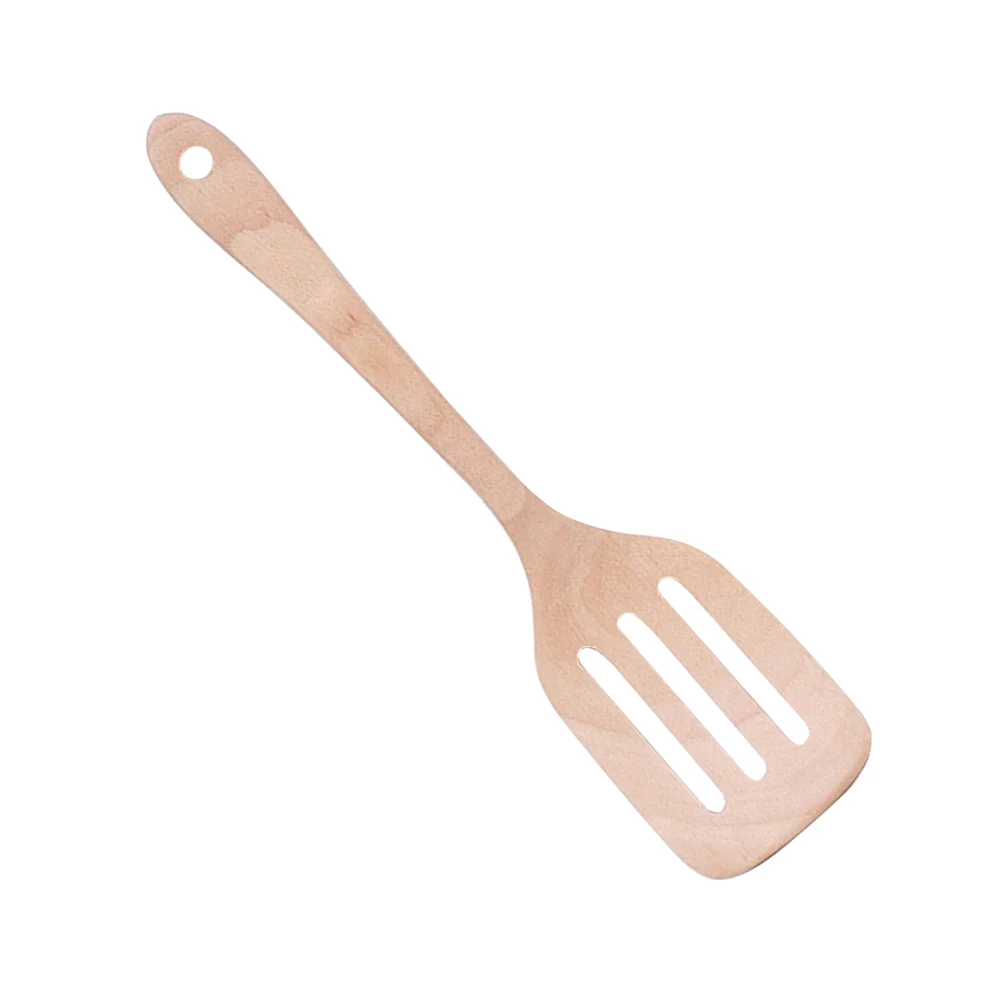

Natural Solid Beech Wood Spatula Non-Stick Heat Resistant Kitchen Cooking Utensil Gift For Slotted Turner Wooden