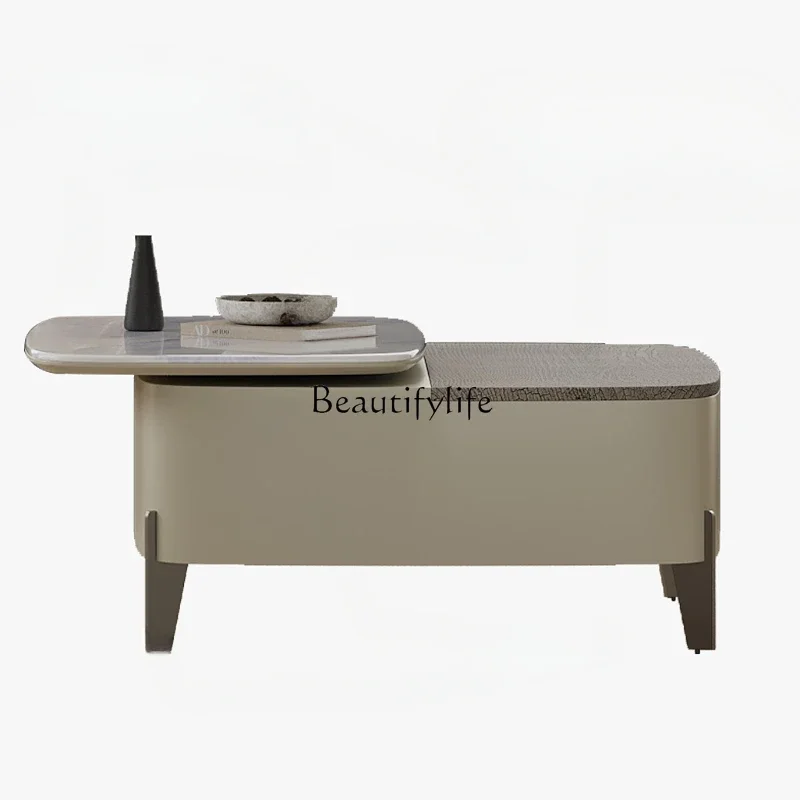 Rotating Coffee Table Living Room Italian Minimalist Multi-Functional High Sense Microlite Lifting Coffee Table