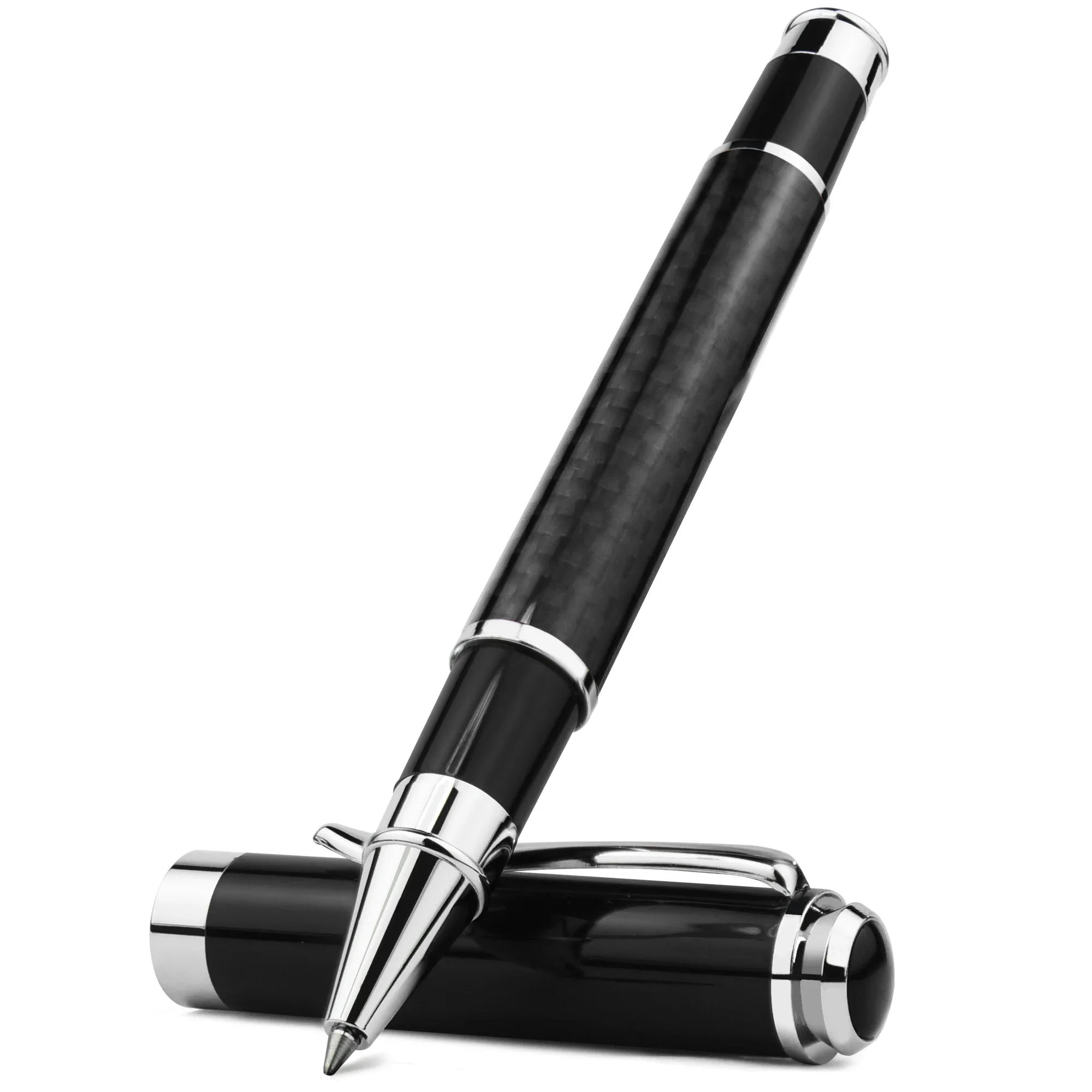 STONEGO Carbon Fiber Signature Pen, Premium Metal Gel Ink Pens Micro Point 0.5mm Black Ink Smooth Writing Ball Pen