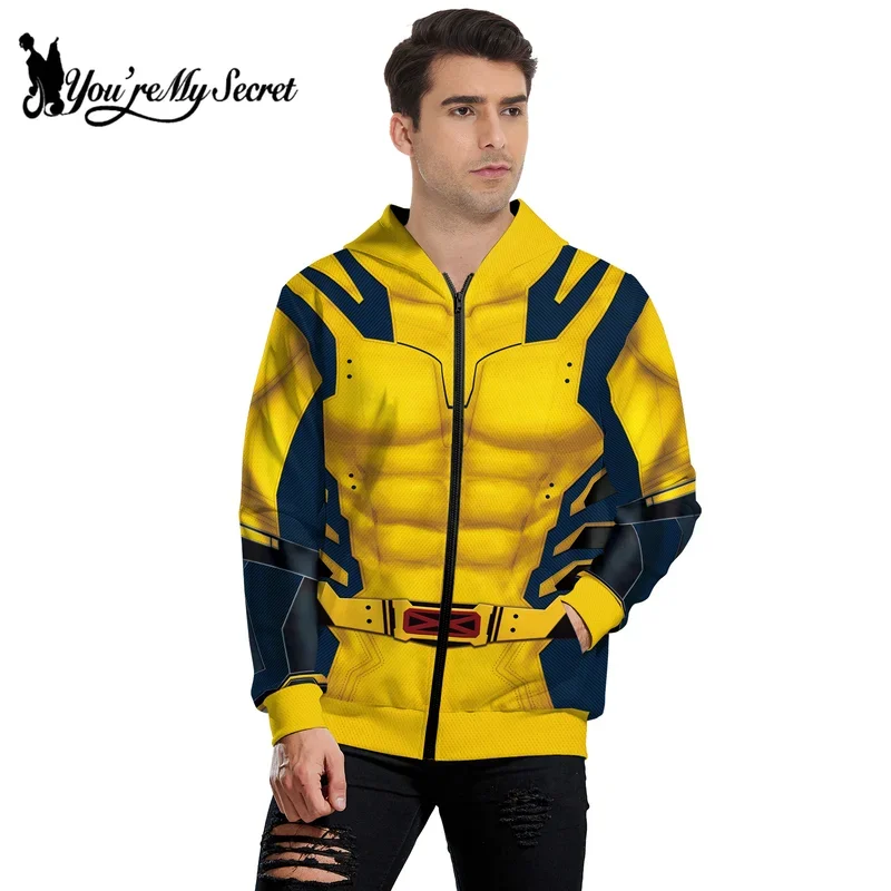 [You're My Secret] Deadpool 3 Wolverine Superhero Cosplay Zipper Hoodie Costume Halloween Zenti James Howlett Party Hoodie