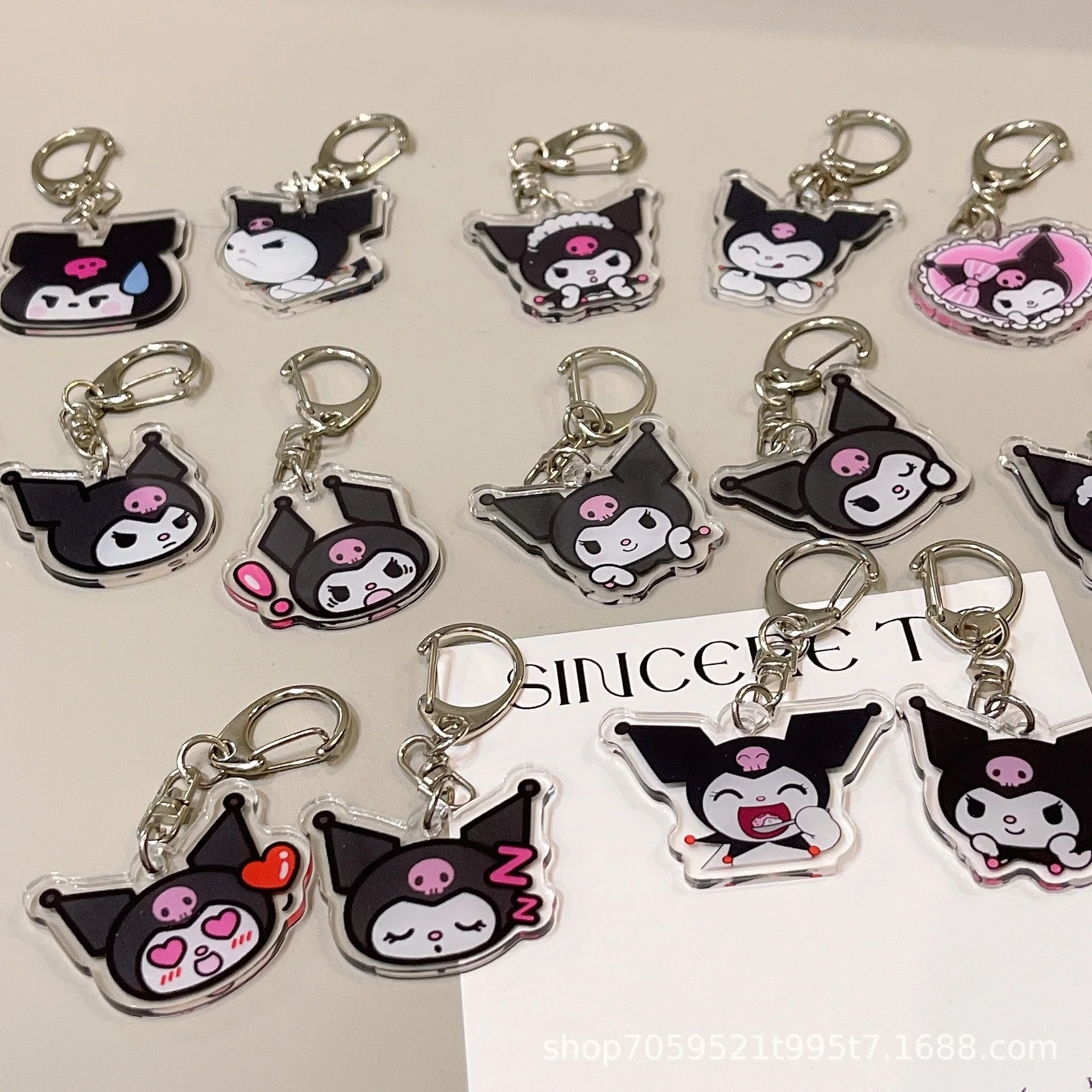 Double-sided Kawaii Kuromis KeyChain Transparent Pendant Emoticon Girlfriend Children Birthday Gift Acrylic Girl Bag Key