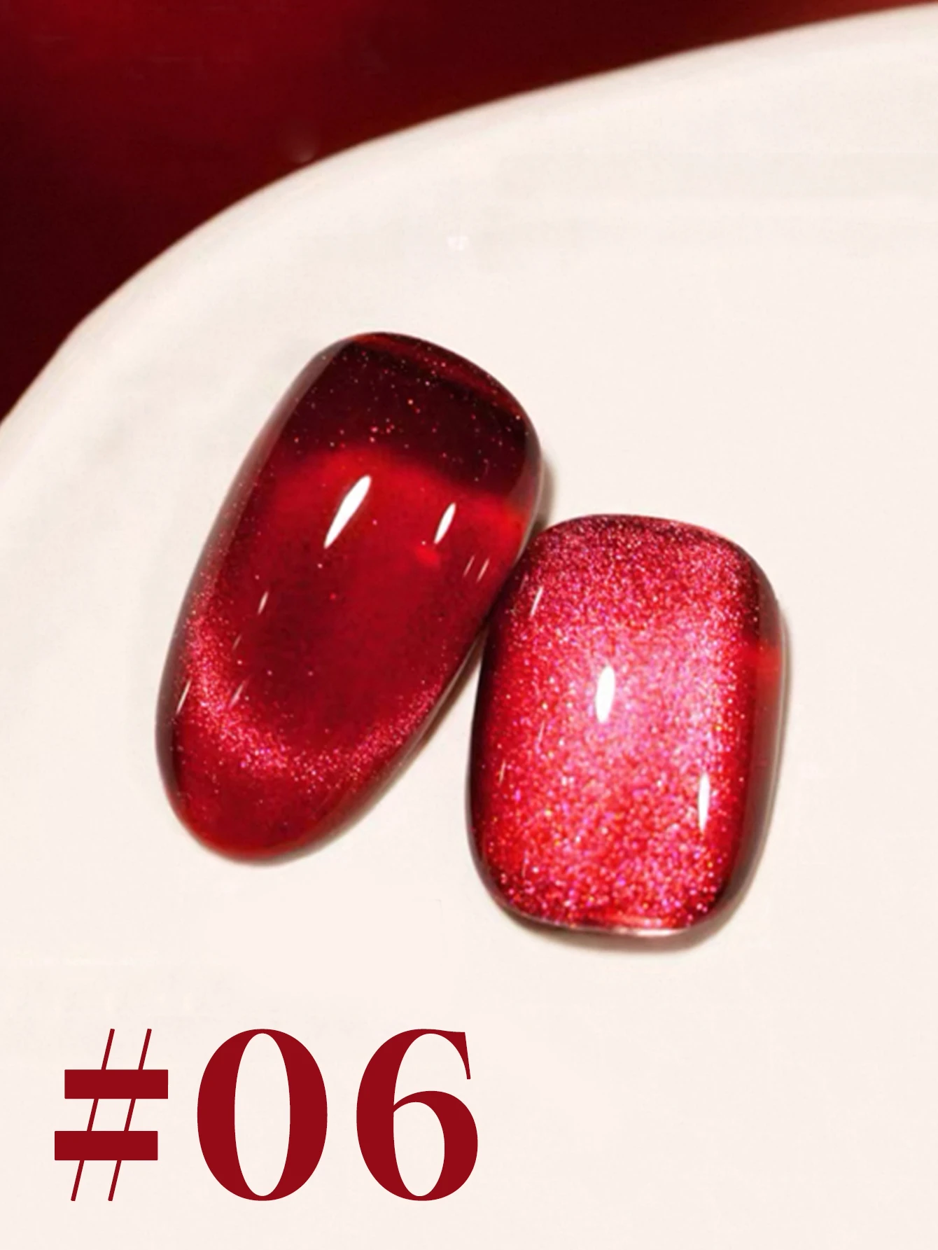 1-9PCS 레드 컬러 캣츠 아이 젤 네일 폴리시 2025 가을 겨울 인기 레드 골드 글래스 비즈 캣츠 아이 젤 네일 아트 용품