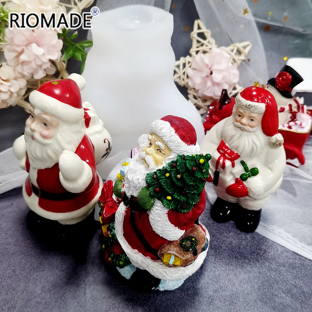 New 3D Santa Claus Candle Mold Christmas Decor Ornaments Silicone Mould DIY Crafts Aromatherapy Gypsum Resin Clays Making Tools