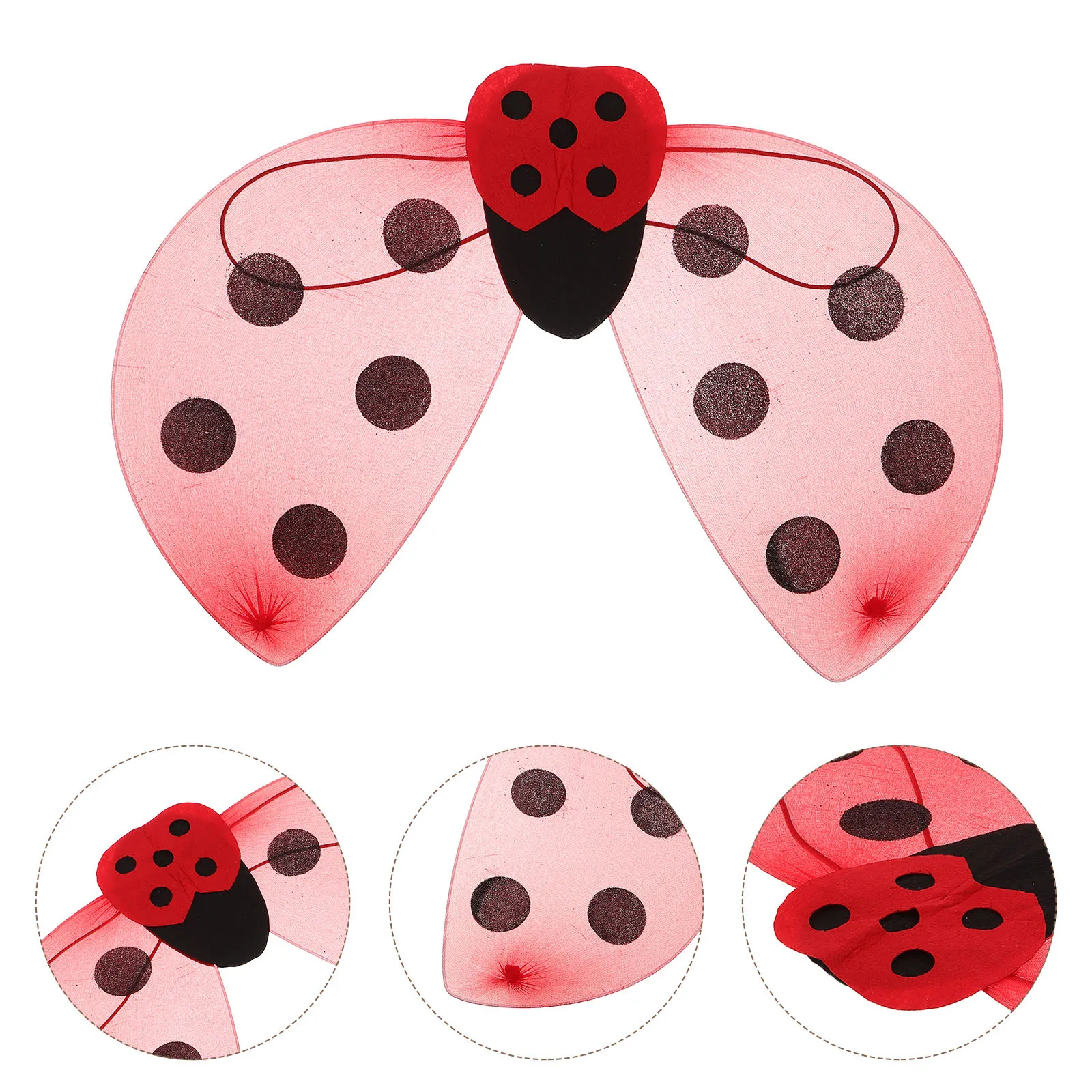 

Girls Dress Up Ladybug Wings - Fun Festival Costume Props for Childrens Party Cosplay Event Lightweight Comfortable Wing