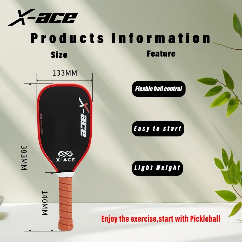 X-ace Pickleball Paddle Sweet Spot Trainer,T700 Carbon Fiber,16mm Core,Carbon Fiber Racket for Tournament Training
