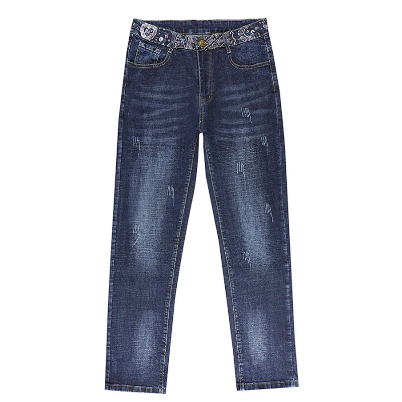 

2025 Autumn New Embroidered Printed Jeans Men, Loose Straight, Fashionable and Trendy, Handsome and Casual Long Pants