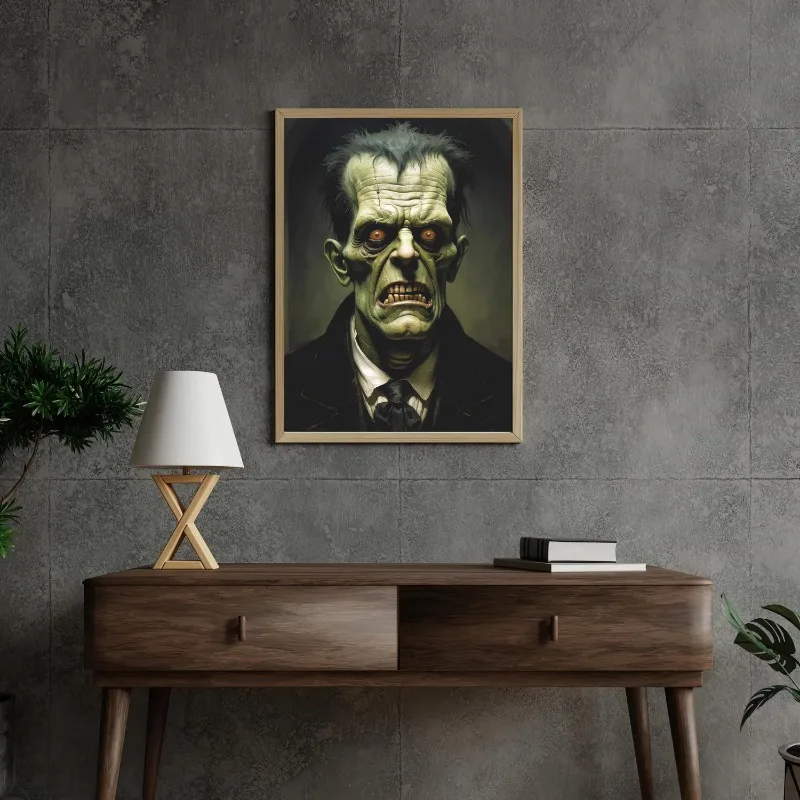 Creepy Vampire Zombie Pumpkin Gothic Painting Spooky Halloween Unique Dark Decor Canvas Poster Art Picture Festival Accessories