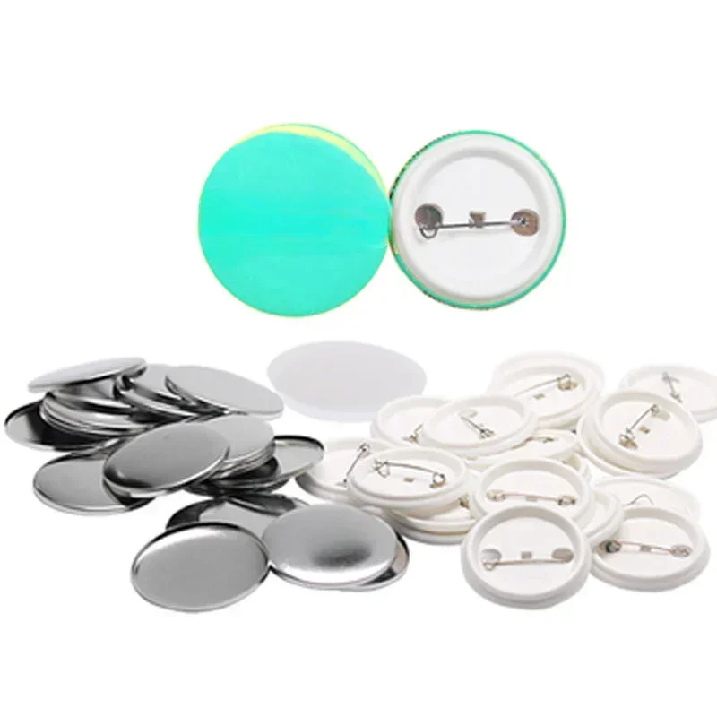 60PCS Metal Badge Pin Button Maker Parts 25-75MM, DIY Blank Badge Button Parts for Art Crafts Making Iron-Base Badges Set