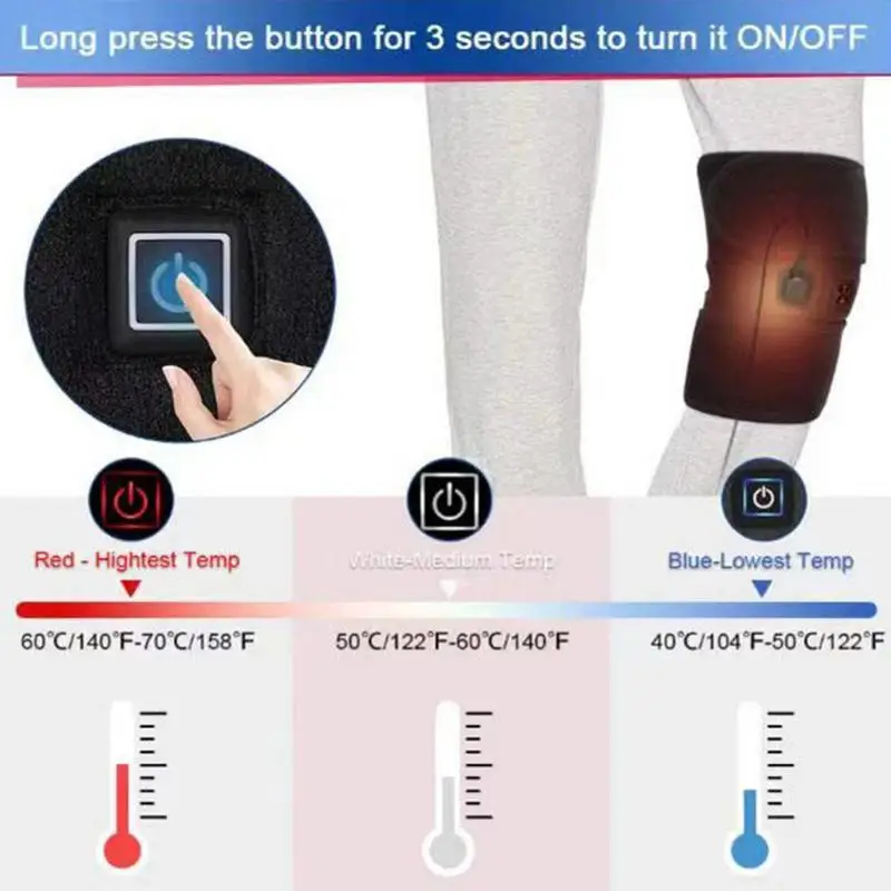 

Knee Heating Pad Adjustable Heated Knee USB Wrap Pads Electric Warm Knee Warmer 3 Gear Temperature Knee Brace For Leg & Knee