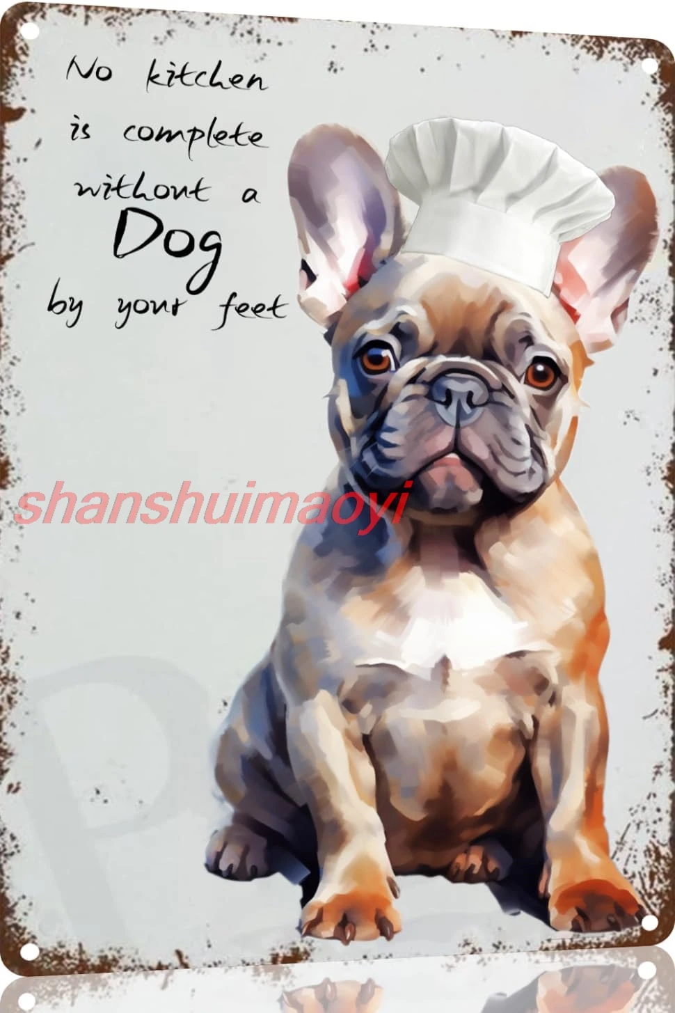 French Bulldog Kitchen Art Print,Creative Tin Sign, Funny Novelty Metal Sign, Vintage Wall Decor for Home Door Garden Bar R sign
