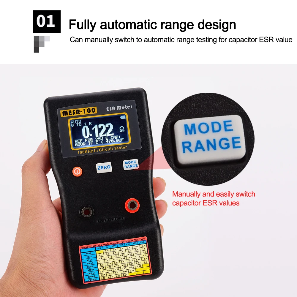 Multimeter MESR-100 ESR Kapazität Ohm Meter Professionelle Messung Interner Widerstand von Kondensator Kapazität Schaltung Tester