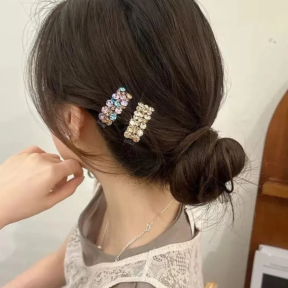

1pcs Colorful Rhinestone Rhinestone Hair Clips Sparkling Crystal Acetate Material Duckbill Hairpin Elegant Design