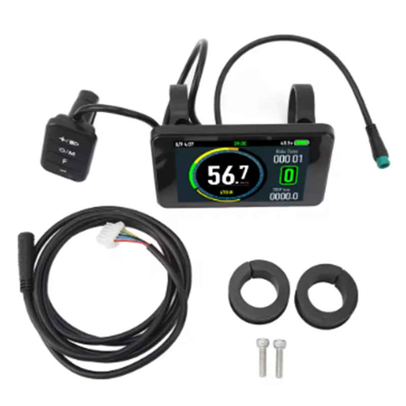 Effizientes T8-LCD-Display für Elektrofahrräder, bunter Bildschirm, 24 V bis 72 V, wasserdichter Fahrrad-Steuermonitor