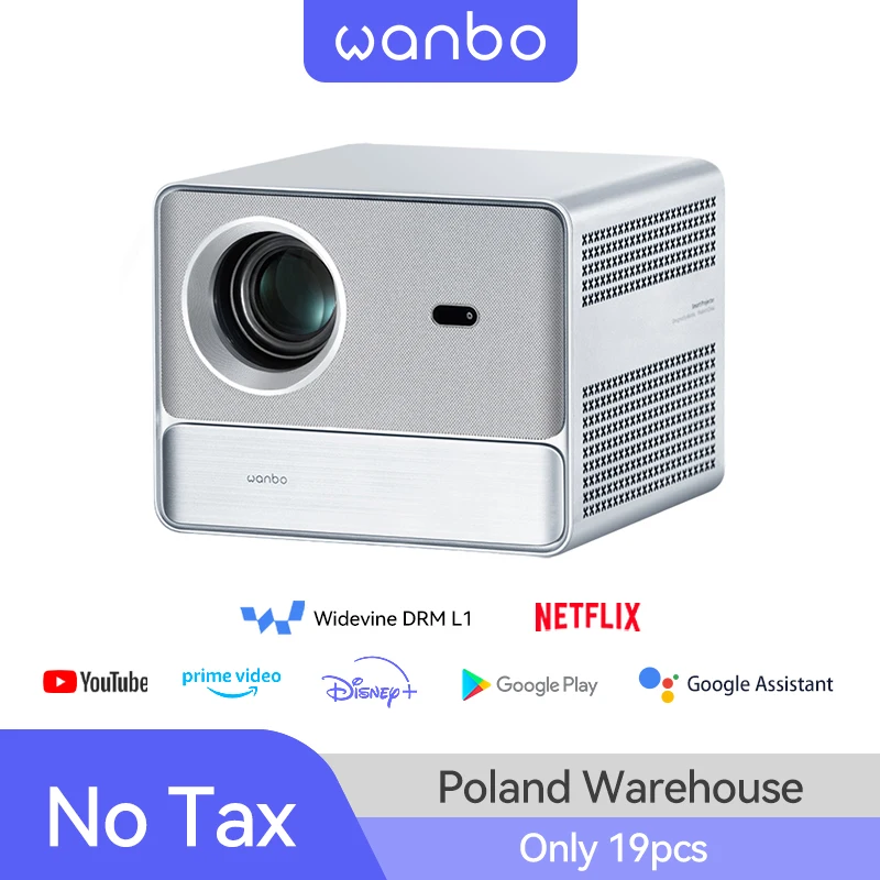 Projektor Wanbo DaVinci 1 Pro Projektor Google TV11.0 1080P 4K Kino domowe Automatyczne ustawianie ostrości 5G WiFi Przenośny projektor Bluetooth