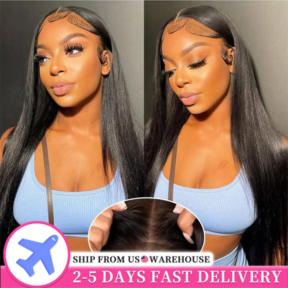 Pre Cut No Glue Straight Hair Glueless Wig Human Hair Preplucked Ready To Wear Brazilian 6x4 5x5 Lace Frontal Wigs For Women