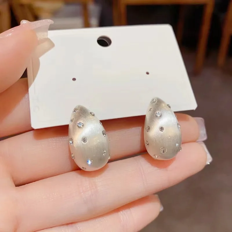 Gold Color Water Drop Earrings Simple Classic Alloy Water Drop Inlaid Crystal Women\'s Earrings Wedding Gift Accessories