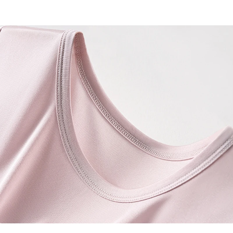 MadBlack-100%Real Silk Elegant T-Shirt, Short Sleeve O Neck Solid, Women Basic Versatile Thin Knit Tops, 2026 Summer T63978CC