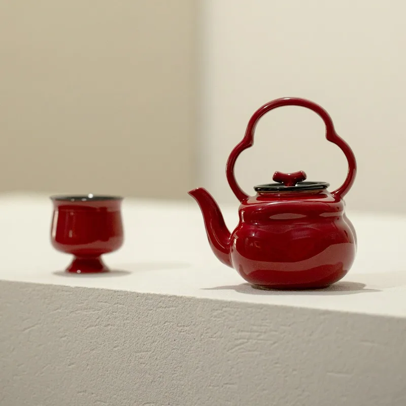 إبريق شاي البرسيمون الأحمر ذو سعة كبيرة طقم شاي الكونغ فو المنزلي صانع شاي السيراميك المتقدم #3
