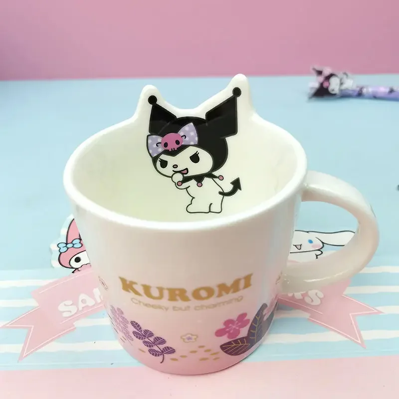 Sanrio Hello Kitty Ceramic Water Cup, Copos criativos, Anime Desenhos Animados, Adorável e Requintado, Café Criativo Leite, Minha melodia Kuromi