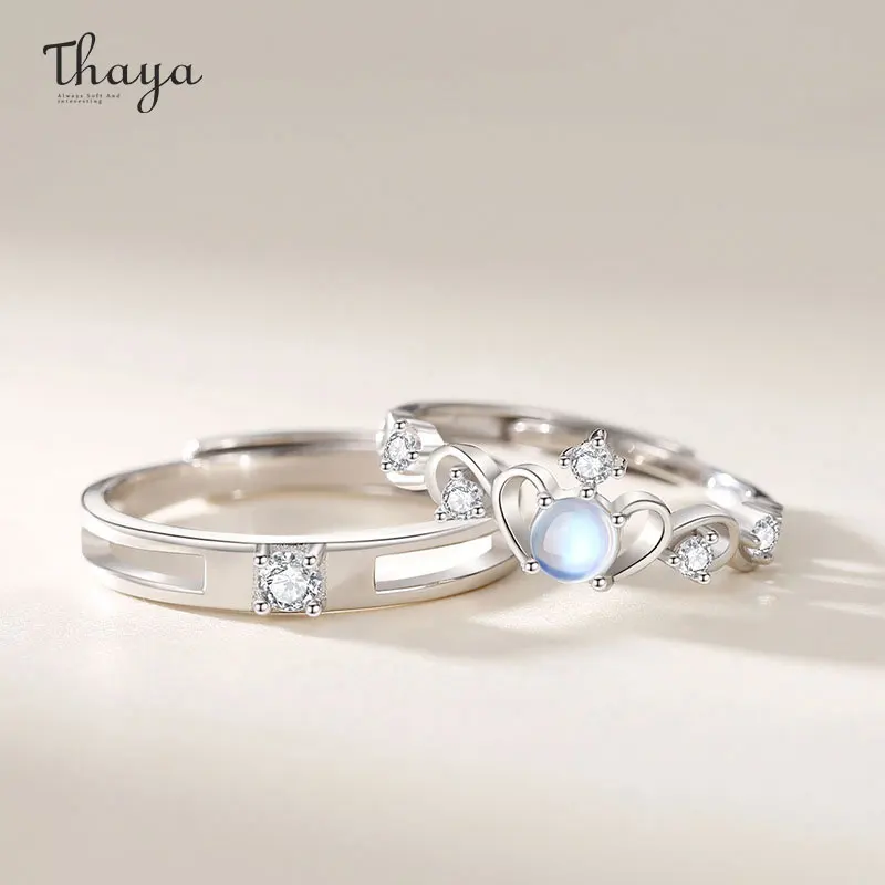 

Thaya S925 Sterling Silver Wedding Women Ring Moonstone Crystal Exquisite Luxury Ring for Couple Engagement Party Fine Jewelry