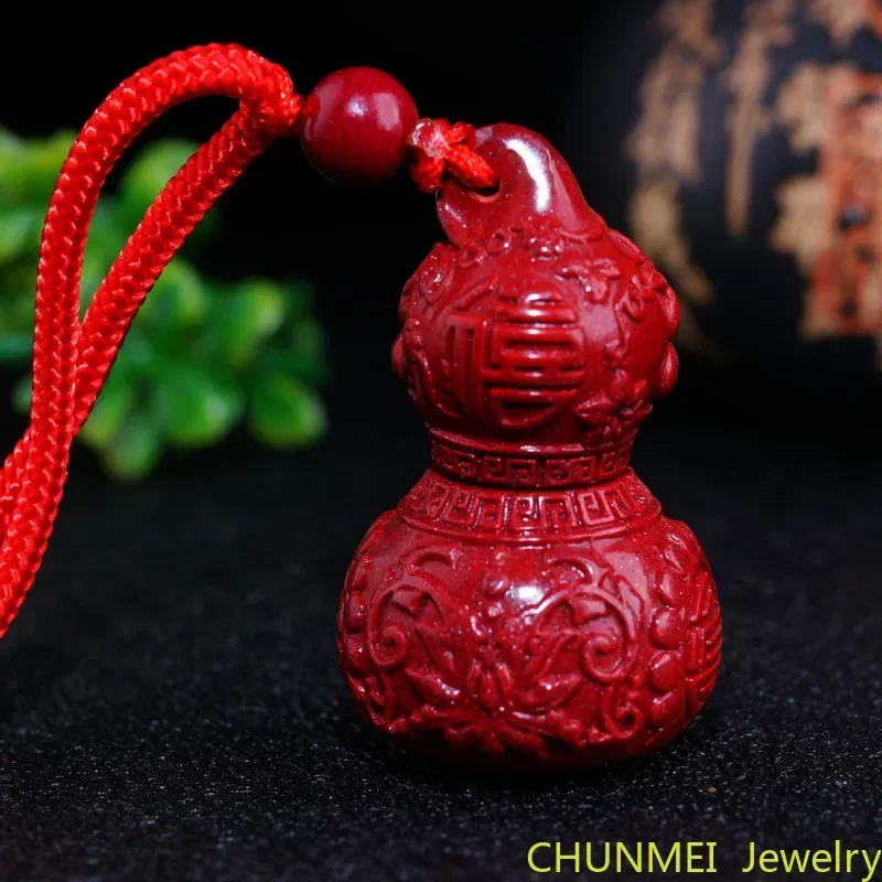 High Content Imperial Cinnabar Purple Gold Sand Longevity Gourd Can Be Twisted Open Pendant Men and Women Cinnabar Land