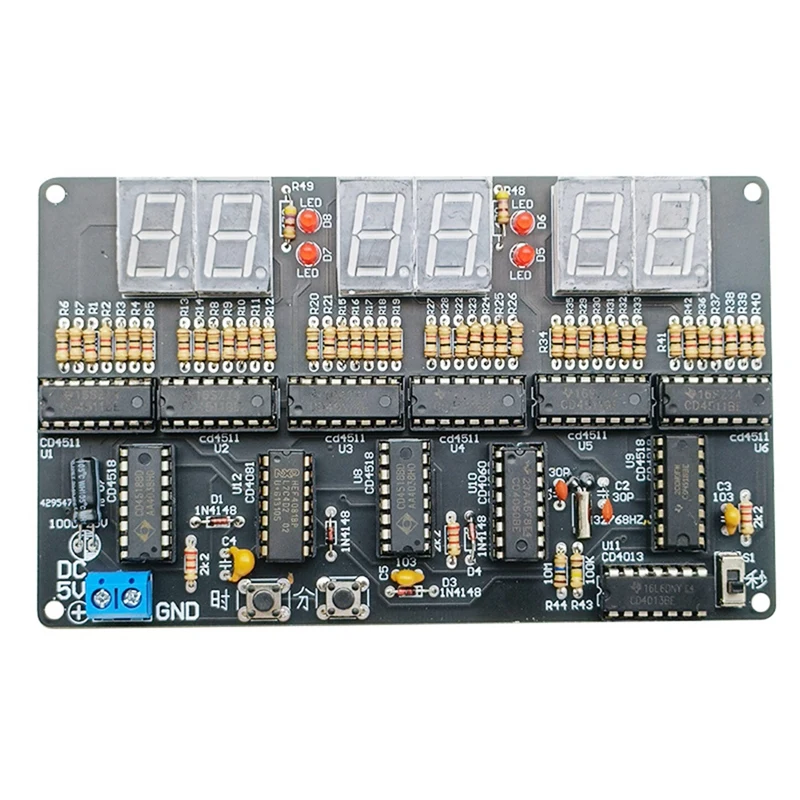 

DC 4.5V-5.5V 6-Bit Digital Circuit Clock Kit Electronic Clock Teaching And Training Welding Production DIY Replacement