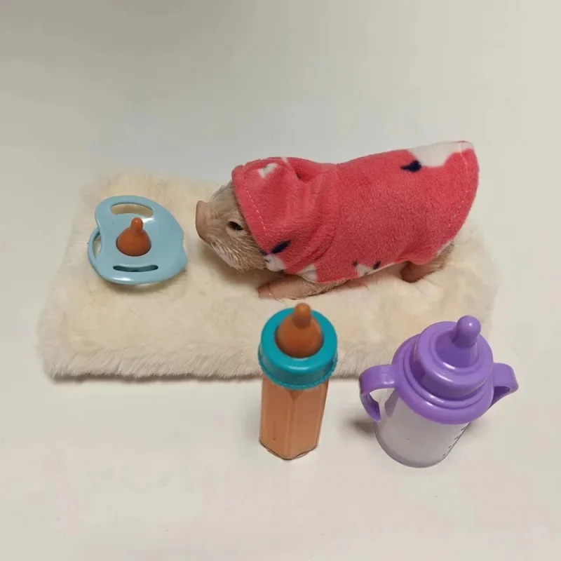 5 Inch Silicone Piglet Soft Cute Mini Realistic Animals with Accessories Lifelike Reborn Newborn Pig Doll Decompression Toy Gift