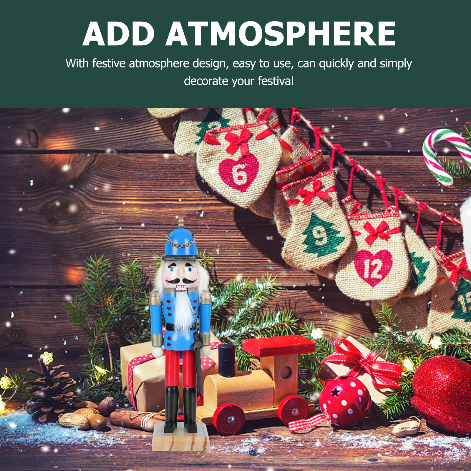 

1Pcs Nutcracker Puppet Christmas Walnut Soldier Wooden Ornament Xmas Desktop Decoration Creative Festival Decor Home Ornament