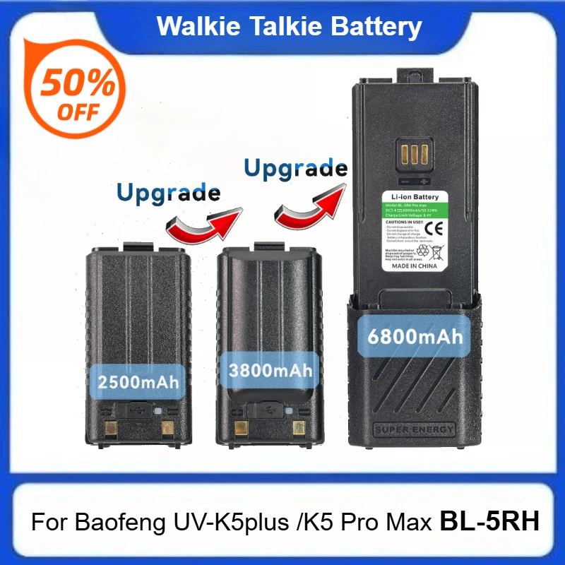 BL-5RH Plus Pro Max Type-C Charge Battery for Baofeng UV-K5plus /K5 Pro Max Walkie Talkie Two Way Radio Rechargeable Battery