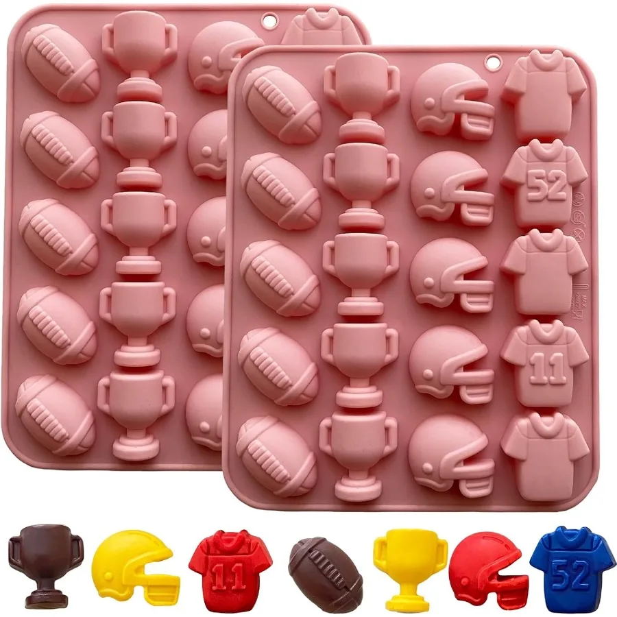 

2 шт., форма для осеннего шоколада, 20 Cavites, осенняя силиконовая форма, спортивная тема, силиконовая форма для конфет, форма для шлема и джерси, осенняя форма для Jello G