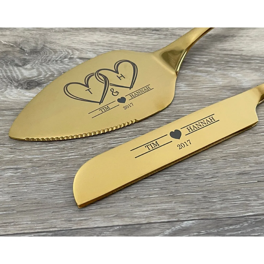 Personalized Cake Cutting Knife Set For Wedding Party Wedding Souvenirs Cake Cutting Knife Gift Laser Engraved Anniversary Cake