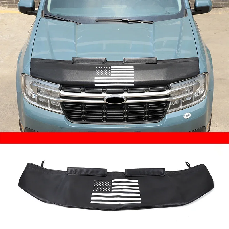 For Ford Maverick 2022+ Car Hood Sand and Stone Deflector Protection Cover Leather Exterior Modification Accessories