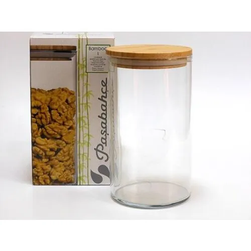 Discount Tent Pasabahce 43463 Bamboo Lid Glass Jar 1480 cc