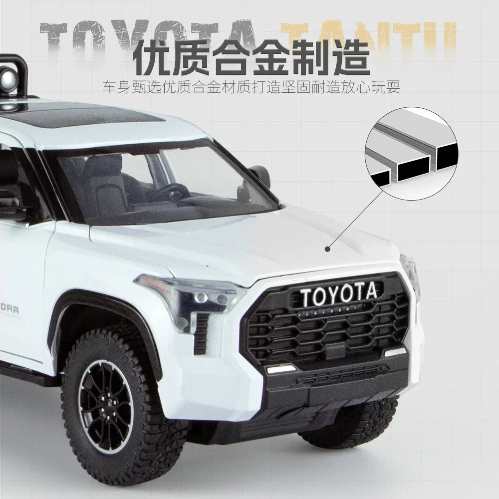 1:24 Toyota Tundra Pickup Off-road vehicle Diecast Metal Alloy Model car Sound Light Pull Back Collection Kids Toy Gifts