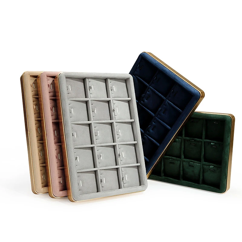 

Metal-framed jewelry display tray ring stud earrings necklace pendant bracelet storage display tray