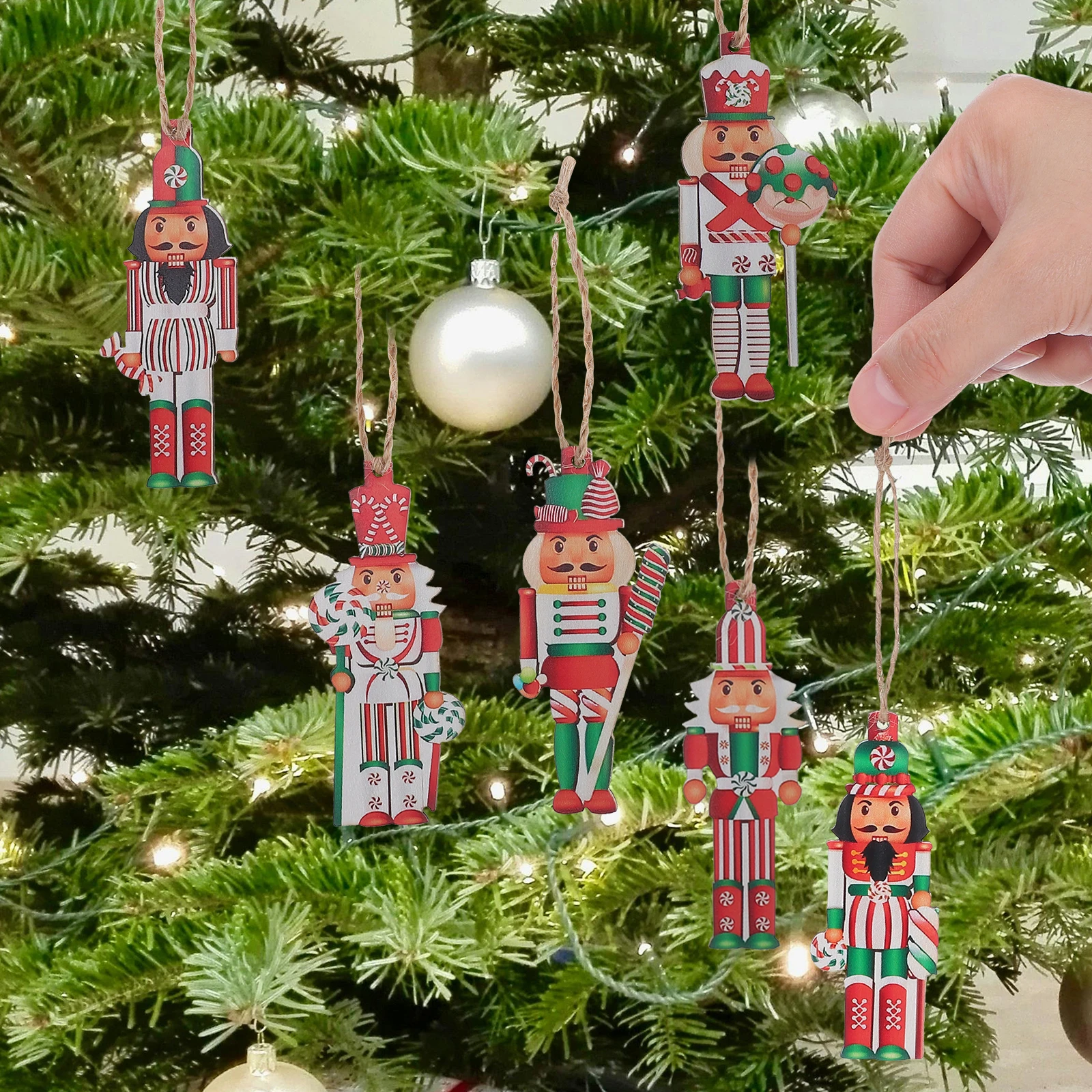 

36 Pcs Miniature Wooden Pendant Christmas Tree Decorations Ornamental Small Nutcracker Craft