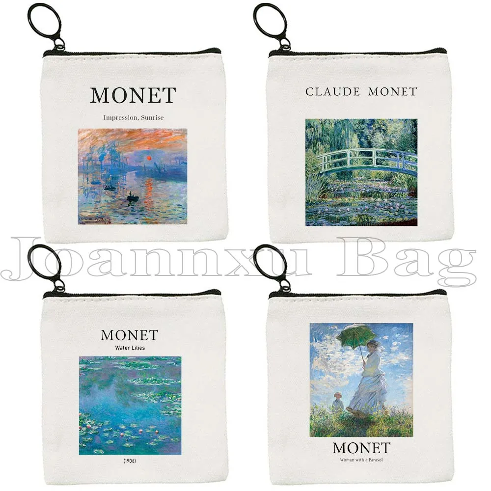 

Claude Monet Water Lilies Women Garden Landscape Paintings Canvas Coin Purse Key Case Small Storage Card Bag Wallet Zipper Pouch