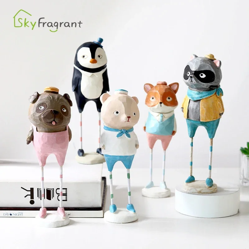 Creative Home Decoration Accessories Cute Resin Animal Figurine Living Room Bedroom Desk Small Ornament Home Decor Birthday Gift