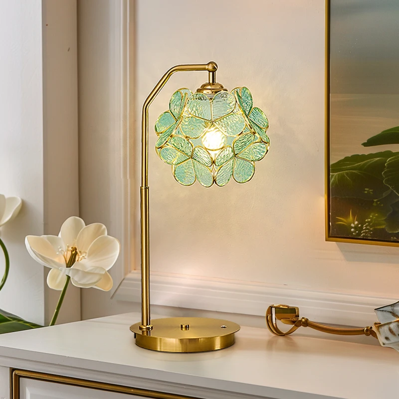 Ręcznie robiona szklana lampa stołowa do salonu, sypialni, lampka nocna
